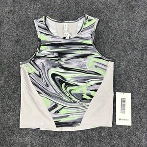 Lululemon Swift Ventilated Running Top Womens 4 Gray Green Lightweight Athletic